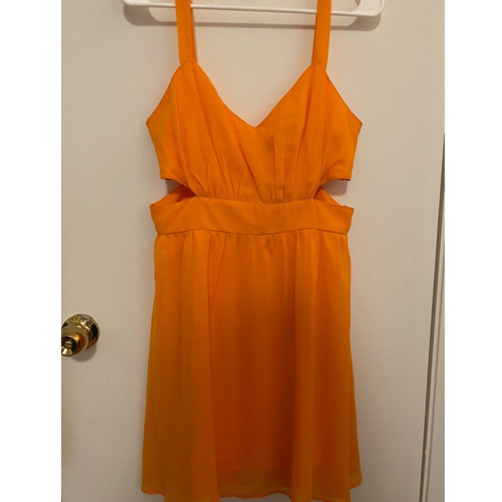 ASOS orange mini dress with cutouts